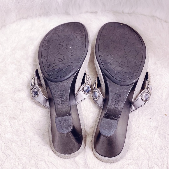 Grey Jewel Embellished Kitten Heel Sandals - Picture 5 of 5